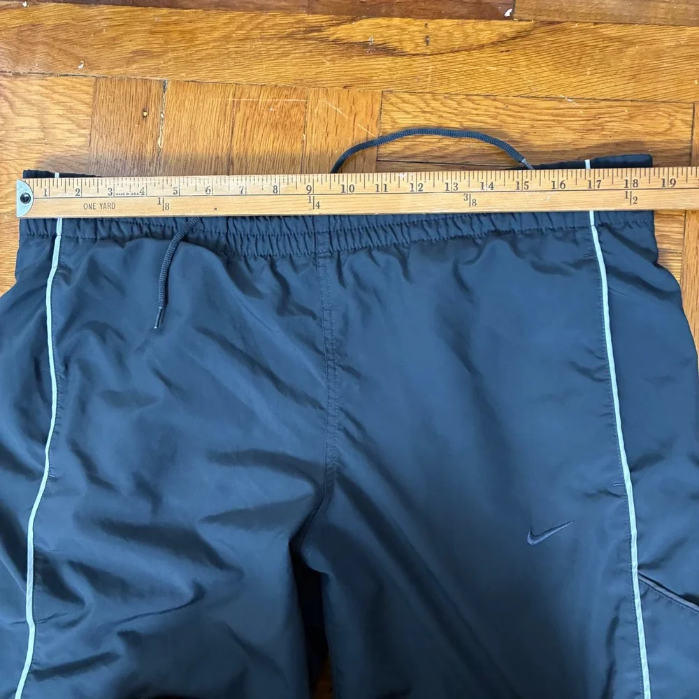 Y2K Nike Gray Ankle Zip Track Pants White Stripe Men's Size Large Baggy Wide Leg
